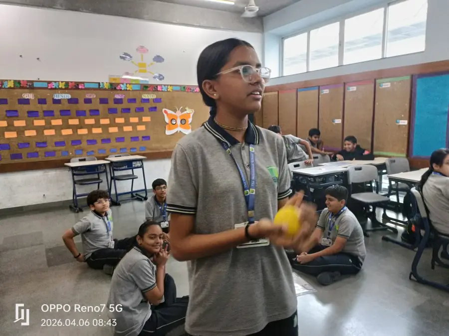 A student presenting to her class