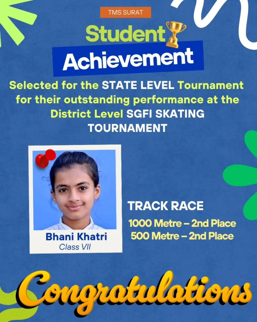 Securing 2nd Place in both 500m & 1000m Track Races at the District Level SGFI Skating Tournament.