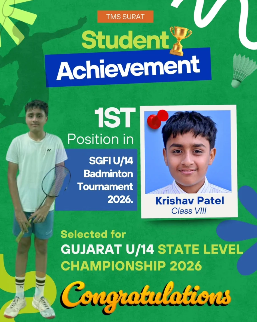 1st Position in the hard-fought SGFI U/14 Badminton Tournament 2026