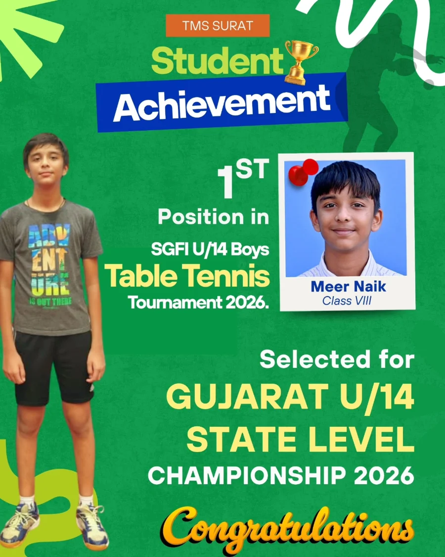 1st Position – SGFI U/14 Boys Table Tennis Tournament 2026